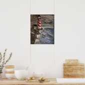 De vuurtoren met de rode strepen poster (Keuken)