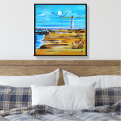 De vuurtoren op het strand Schilderij van Alfred F Canvas Afdruk (Insitu (Slaapkamer))