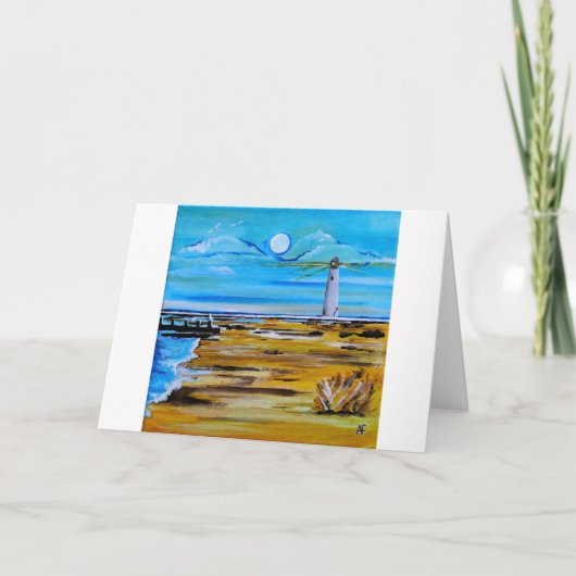De vuurtoren op het strand Schilderij van Alfred F Kaart (Voorkant)