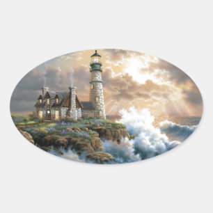 De vuurtoren ovale sticker