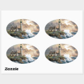 De vuurtoren ovale sticker (Vel)