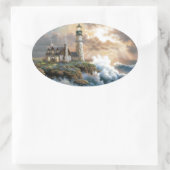 De vuurtoren ovale sticker (Tas)