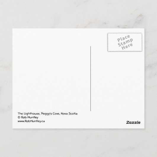 De vuurtoren, Peggy's Cove, Nova Scotia. Briefkaart (Achterkant)