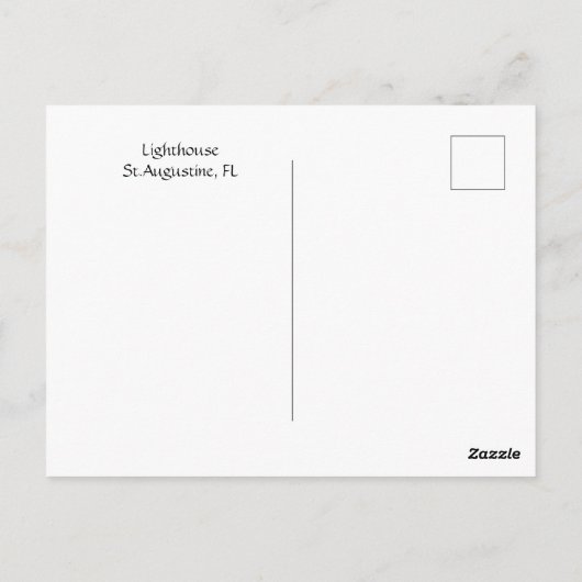 De vuurtoren, St. Augustine Briefkaart (Achterkant)