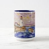 De vuurtoren tweekleurige koffiemok (Center)