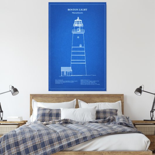 De vuurtoren van Boston - Massachusetts - AD Canvas Afdruk (Insitu (Slaapkamer))