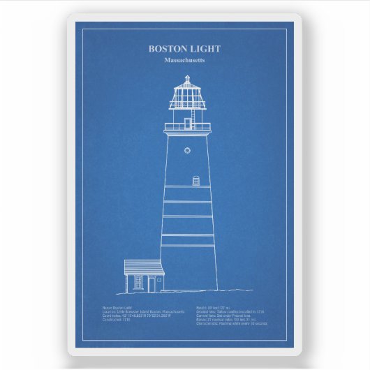 De vuurtoren van Boston - Massachusetts - AD Sticker (Voorkant)