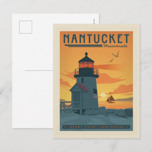De vuurtoren van Brant Point | Nantucket MA Briefkaart (Voorkant / Achterkant)