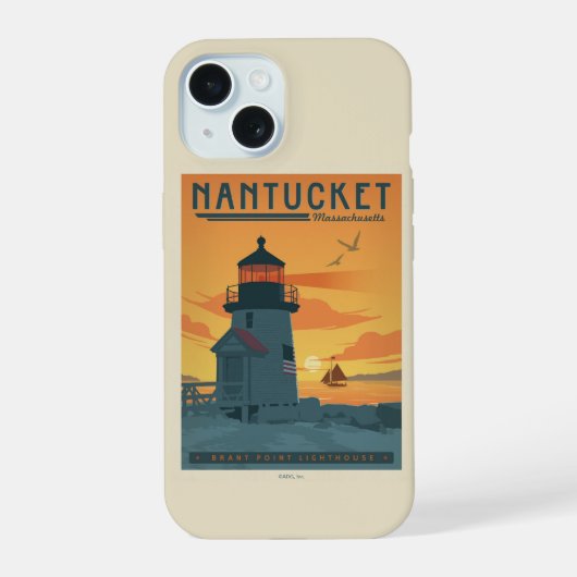 De vuurtoren van Brant Point | Nantucket MA iPhone 15 Case (Achterkant)