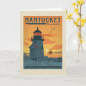 De vuurtoren van Brant Point | Nantucket MA Kaart (Gele Bloem)