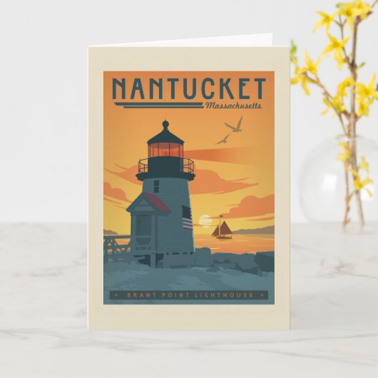 De vuurtoren van Brant Point | Nantucket MA Kaart (Gele Bloem)