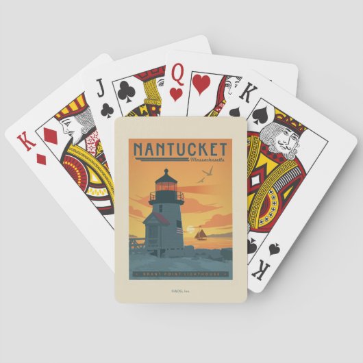 De vuurtoren van Brant Point | Nantucket MA Pokerkaarten (Achterkant)