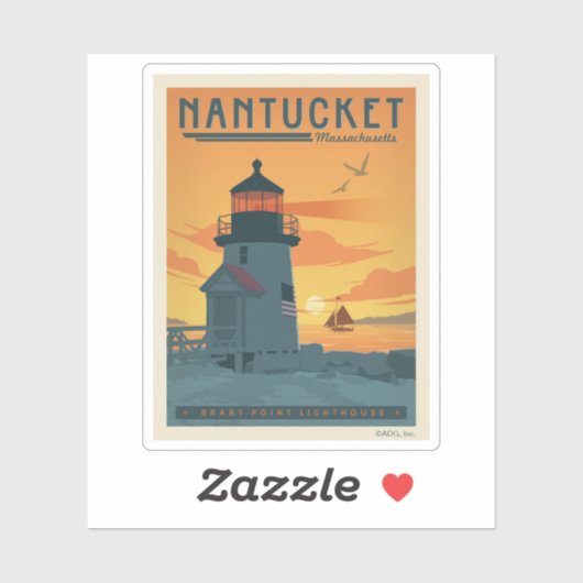 De vuurtoren van Brant Point | Nantucket MA Sticker (Vel)