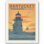 De vuurtoren van Brant Point | Nantucket MA Sticker (Voorkant)