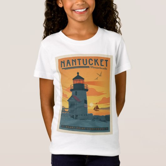 De vuurtoren van Brant Point | Nantucket MA T-shirt (Voorkant)