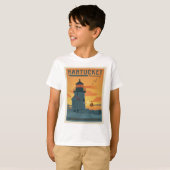 De vuurtoren van Brant Point | Nantucket MA T-shirt (Voorkant volledig)