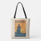 De vuurtoren van Brant Point | Nantucket MA Tote Bag (Achterkant)