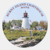 De vuurtoren van Burnt Island, Maine Ronde Sticker (Voorkant)