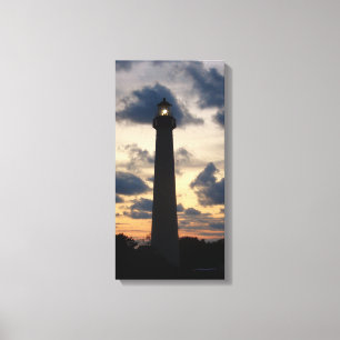 De vuurtoren van Cape May op Sunset Canvas Afdruk