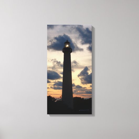 De vuurtoren van Cape May op Sunset Canvas Afdruk (Voorkant)