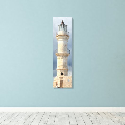 De vuurtoren van Chania Vertical Canvas Kunst (Insitu (Houten vloer))