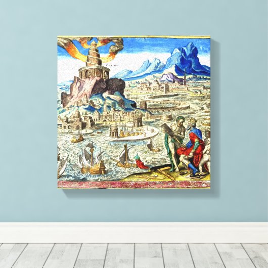 De vuurtoren van de stad Alexandrië Canvas Afdruk (Insitu (Houten vloer))