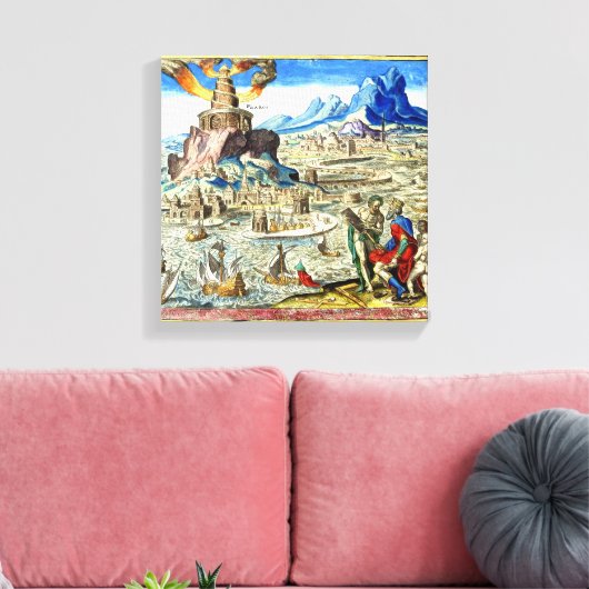 De vuurtoren van de stad Alexandrië Canvas Afdruk (Insitu (Woonkamer))