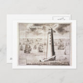 De vuurtoren van Eddystone, gegraveerd door Hendri Briefkaart (Voorkant / Achterkant)