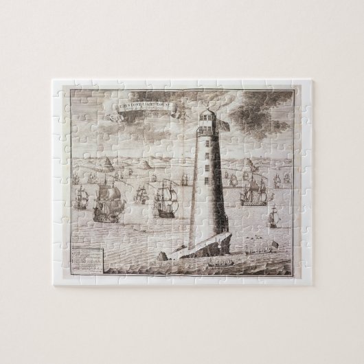 De vuurtoren van Eddystone, gegraveerd door Hendri Legpuzzel (Horizontaal)