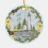 De vuurtoren van Floral Alabama Keramisch Ornament (Voorkant)