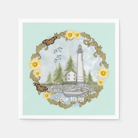 De vuurtoren van Floral Alabama Servet (Voorkant)