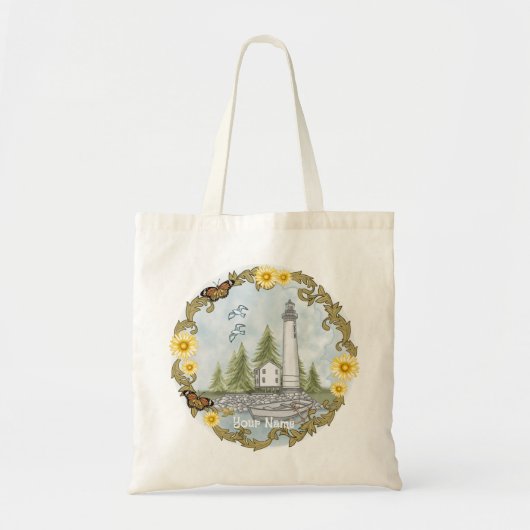 De vuurtoren van Floral Alabama Tote Bag (Voorkant)