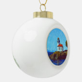 De vuurtoren van Friday Harbor Limoen Kiln Keramische Bal Ornament (Links)