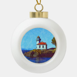 De vuurtoren van Friday Harbor Limoen Kiln Keramische Bal Ornament