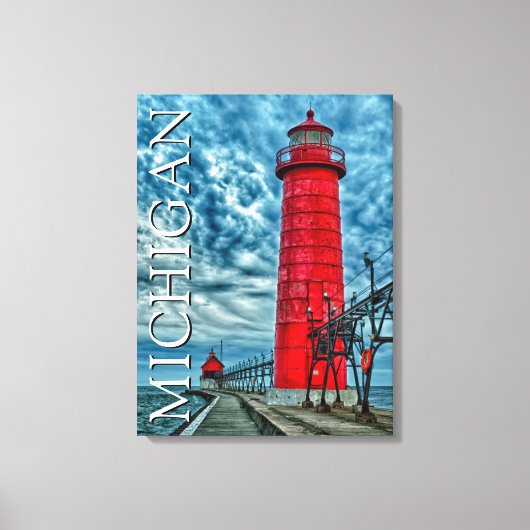 De vuurtoren van Grand Haven | Michigan Canvas Afdruk (Voorkant)
