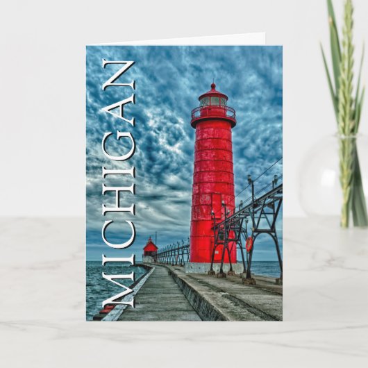 De vuurtoren van Grand Haven | Michigan | Dank u Bedankkaart (Voorkant)