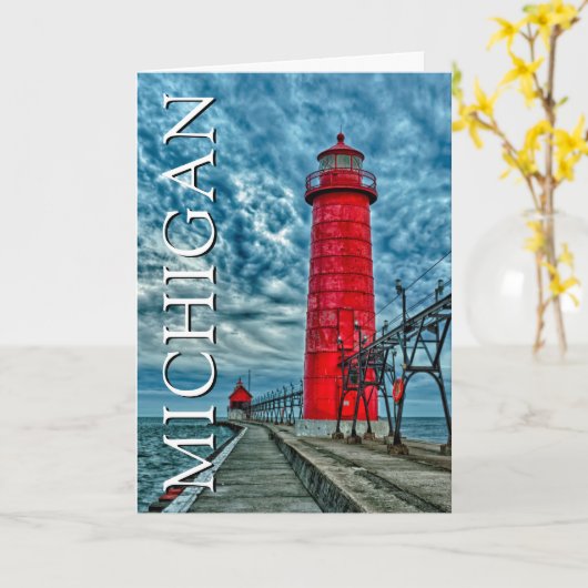 De vuurtoren van Grand Haven | Michigan | Dank u Kaart (Gele Bloem)