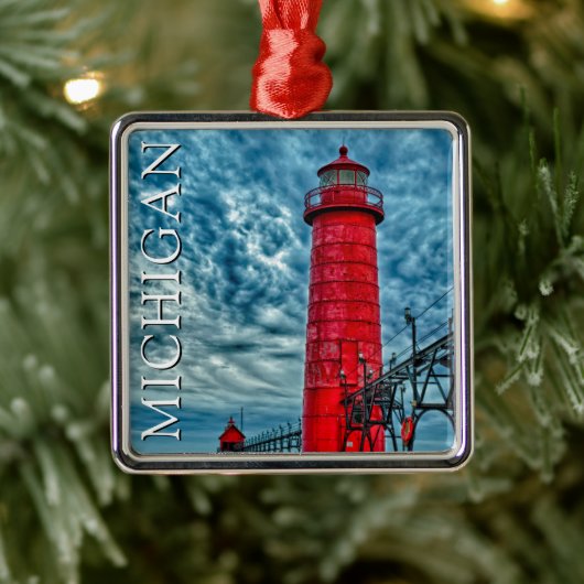De vuurtoren van Grand Haven | Michigan Metalen Ornament (Boom)