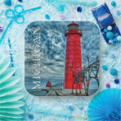 De vuurtoren van Grand Haven | Michigan Papieren Bordje (Feest)