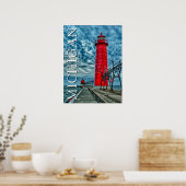 De vuurtoren van Grand Haven | Michigan Poster (Keuken)