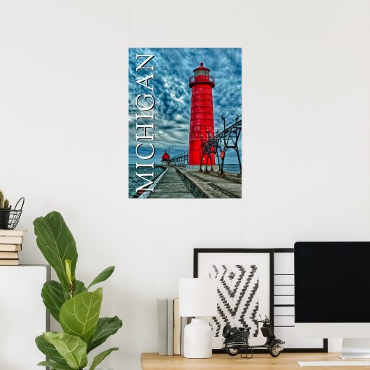 De vuurtoren van Grand Haven | Michigan Poster (Thuiskantoor)