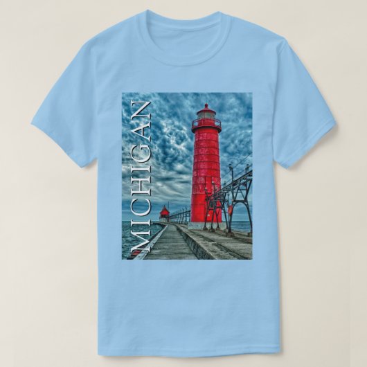De vuurtoren van Grand Haven | Michigan T-shirt (Design voorkant)