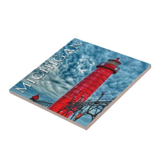 De vuurtoren van Grand Haven | Michigan Tegeltje (Zijkant)