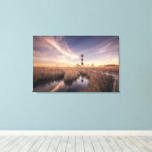De vuurtoren van het eiland Bodie op Sunset Canvas Afdruk (Insitu (Houten vloer))