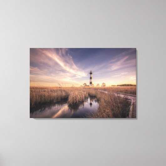 De vuurtoren van het eiland Bodie op Sunset Canvas Afdruk (Voorkant)
