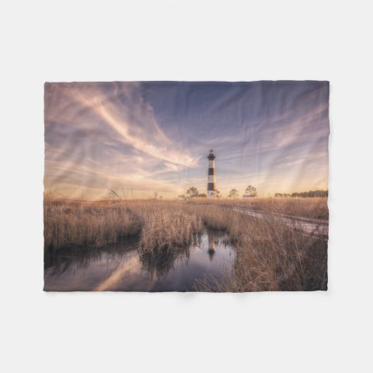 De vuurtoren van het eiland Bodie op Sunset Fleece Deken (Voorkant (Horizontaal))