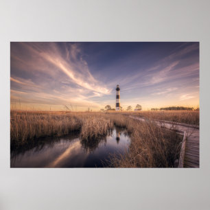De vuurtoren van het eiland Bodie op Sunset Poster
