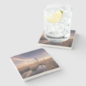 De vuurtoren van het eiland Bodie op Sunset Stenen Onderzetter (Zijkant)