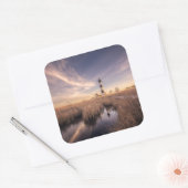De vuurtoren van het eiland Bodie op Sunset Vierkante Sticker (Envelop)