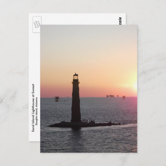 De Vuurtoren van het Eiland van het zand bij Briefkaart (Voorkant / Achterkant)